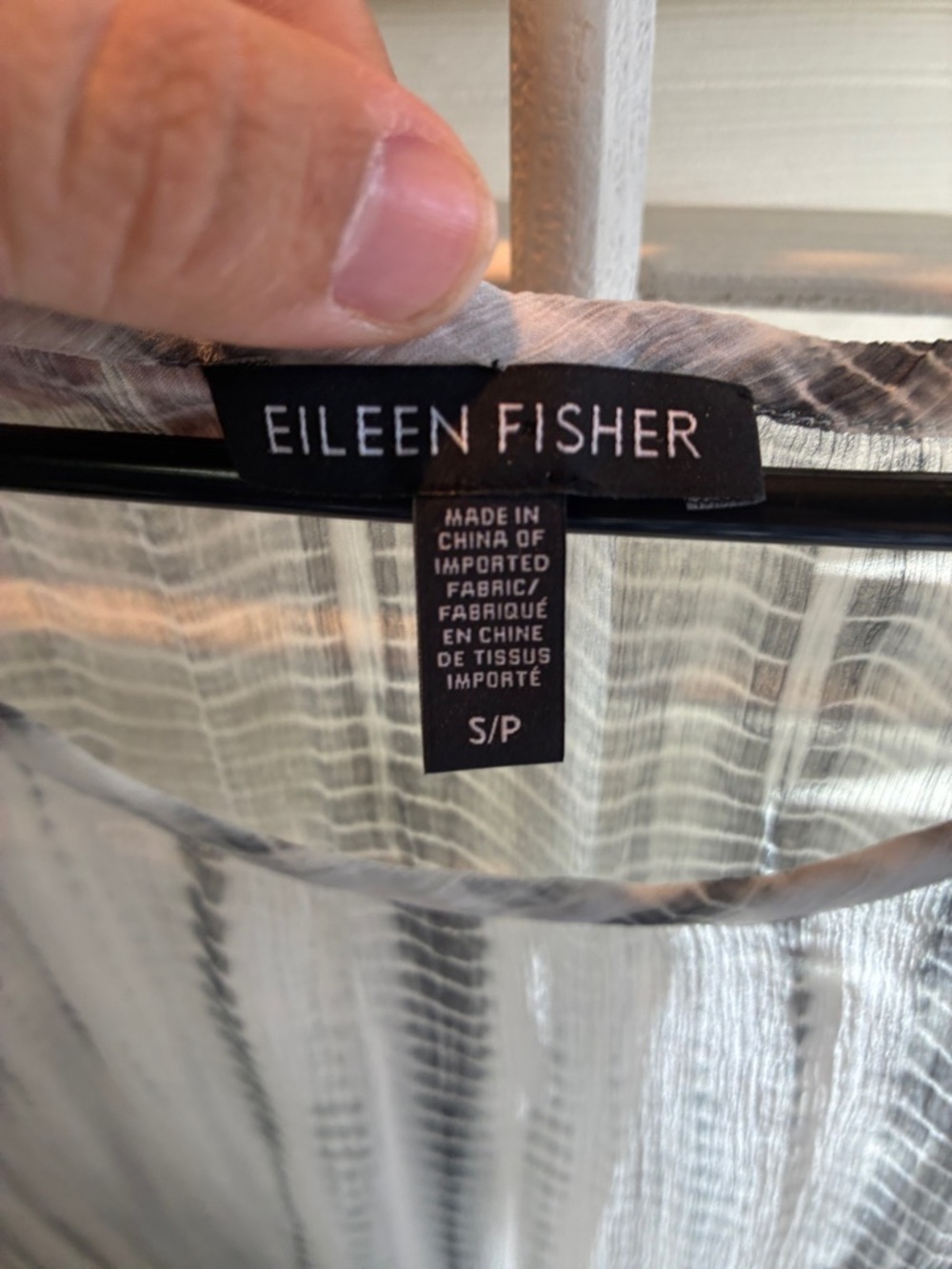 Eileen Fisher White Sheer Striped High-Low Tunic - Picture 5 of 10